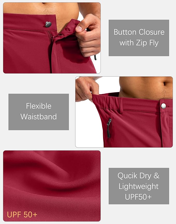 Pudolla Men's Hiking Cargo Shorts 9" Lightweight Outdoor Work Shorts for Men Travel Golf Camping