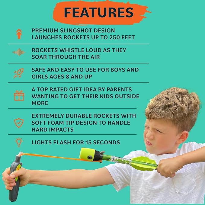 Light Up Foam Rocket Toys for Kids: Best LED Rocket Launcher Slingshot Lights Up & Makes Noise! for