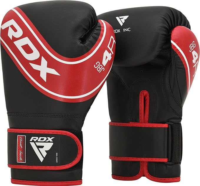 RDX Kids Boxing Gloves, 6oz 4oz Junior Training Mitts, Maya Hide Leather Ventilated Palm, Muay Thai