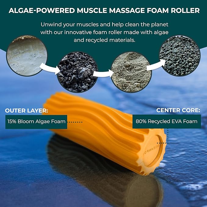 Oceanfoam Ripple Travel Foam Roller (11" x 3.35") Firm Mini Foam Roller for Physical Therapy, Deep