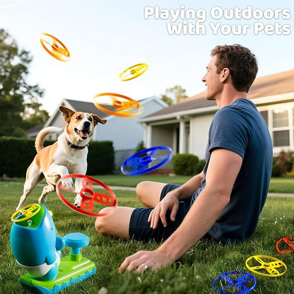 Flying Disc Launcher Outdoor Toys with 1 Whale Launcher, 24 Flying Discs, 2 Butterfly Nets and 2