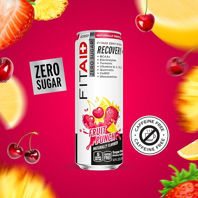 Lifeaid Fitaid Recovery Drink, Fruit Punch, Zero Sugar, Vegan, Kosher, Keto Friendly, Gluten Free