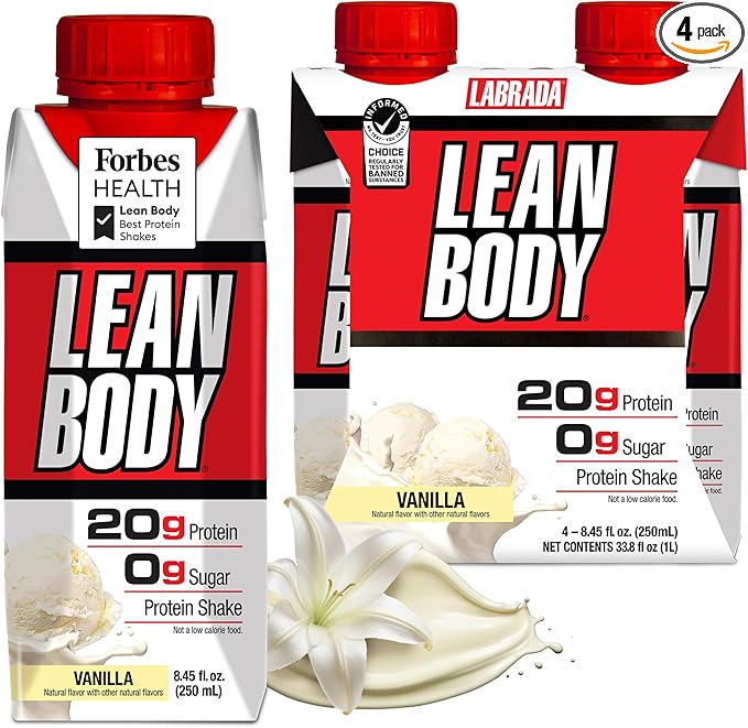 Lean Body Ready-to-Drink Vanilla Protein Shake, 20g Protein, Whey Blend, 0 Sugar, Gluten Free, 22