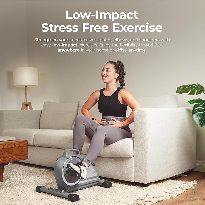 Sunny Health & Fitness Dual Function Under-Desk Bike Trainer, Mini Exercise Machine for Senior