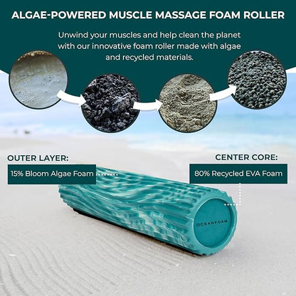 Oceanfoam Tidal Roller - Jade & Seafoam Marbled - Muscle Massage Foam Roller for Back Pain &