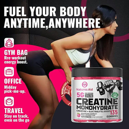 Creatine Monohydrate Gummies (5g) – Pre-Workout Energy & Muscle Growth Support for Men & Women |