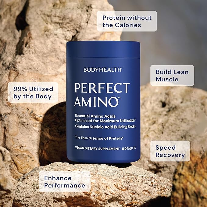 BodyHealth PerfectAmino Tablets (150 ct), Essential Amino Acid with BCAAs + Lysine, Phenylalanine