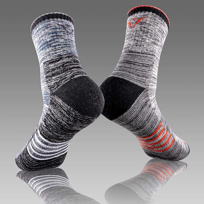FEIDEER Men's Hiking Walking Socks, Multi-pack Wicking Cushioned Outdoor Recreation Quarter Crew