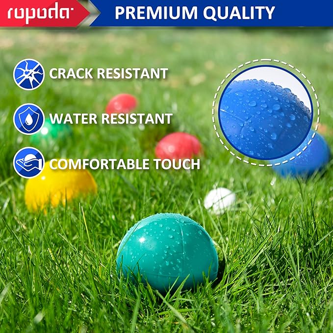 ropoda 90mm Bocce Ball Set, Lighter Bocce Ball for Beginners with 8 Balls, Pallino, Case and