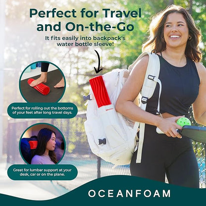 Oceanfoam Ripple Travel Foam Roller (11" x 3.35") Firm Mini Foam Roller for Physical Therapy, Deep
