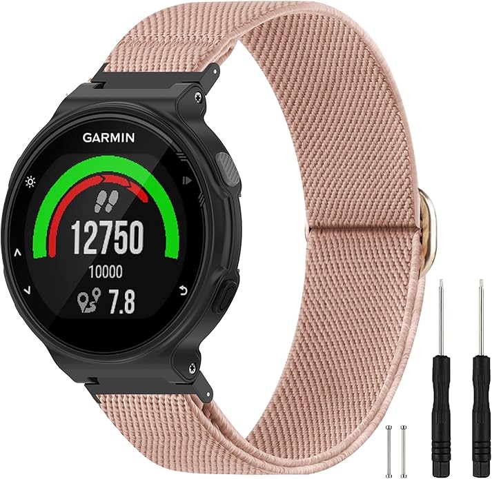 Elastic Nylon Watchband Compatible with Garmin Forerunner 235/220/230/620/630/735XT,Soft Adjustable