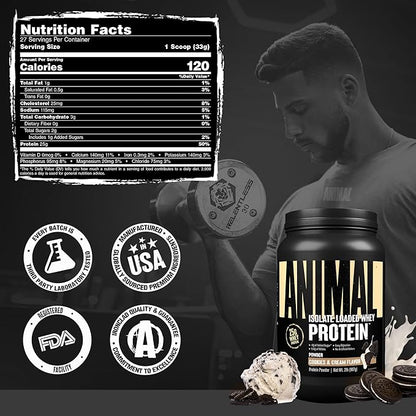 Animal Whey Isolate Protein Powder - Loaded for Pre & Post Workout Muscle Builder and Recovery with