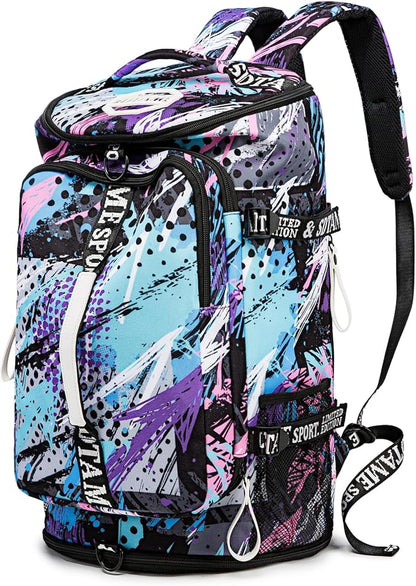 Gym Duffle Bag Backpack with Shoe Compartment,4 ways Travel Backpack for Women and