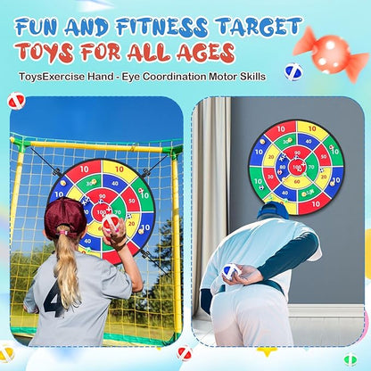 29" Dart Board Game Trampoline Accessories, Toss Game Dartboard with 20 Sticky Balls, Indoor &