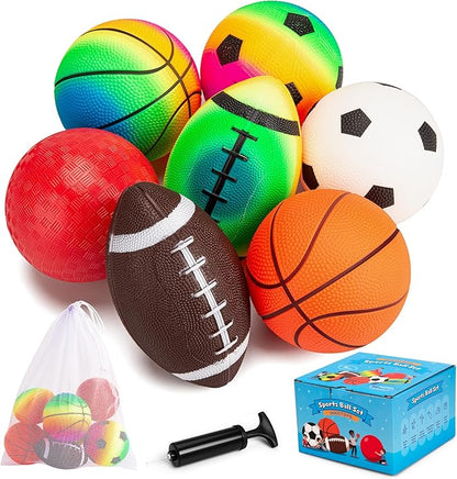 Balls for Toddlers Kids - 7 Pack 5" Small Playground Balls Soft Rubber - Indoor Outdoor Toddler