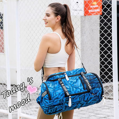 Gym Duffle Bag Backpack with Shoe Compartment,4 ways Travel Backpack for Women and