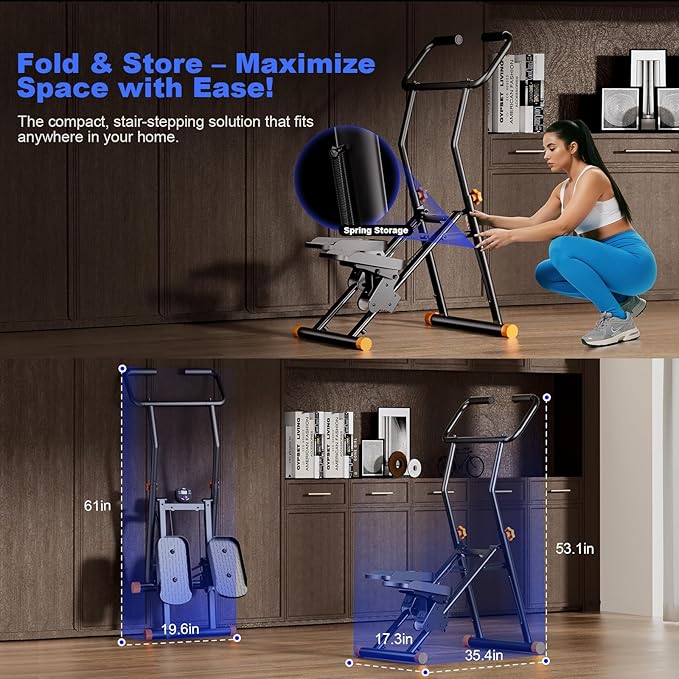 Stair Stepper for Home Gym, 350lbs Vertical Climber Machine with LCD Display, Non-Slip Pedals &