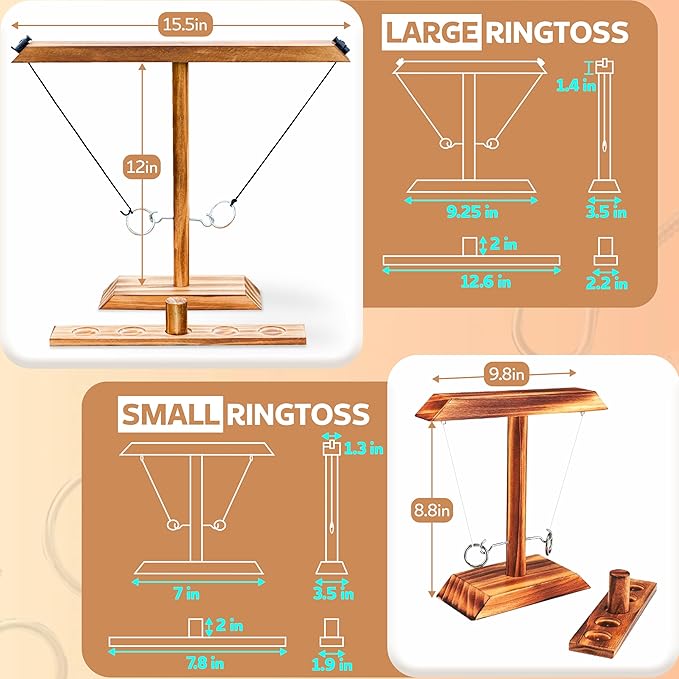 Ring Toss Game for Adults, Hook and Ring Game, Swinging String Hook & Ring Tabletop Battle Game