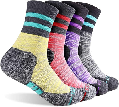 FEIDEER Women's Hiking Walking Socks, Multi-pack Outdoor Recreation Socks Wicking Cushion Crew Socks