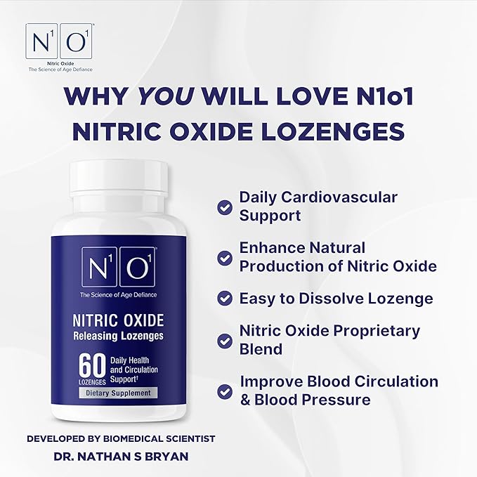 Nitric Oxide Lozenges - 60 Count - Nitric Oxide Supplement for Heart Health, Circulation, Energy