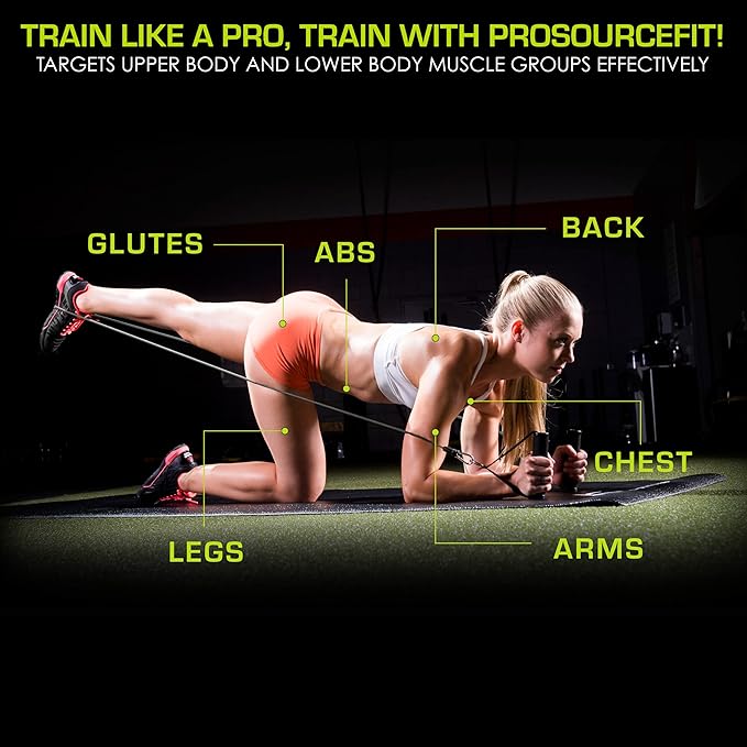 ProsourceFit Single Stackable Resistance Bands with Door Anchor and Exercise Guide, 5-8 LB, Heavy