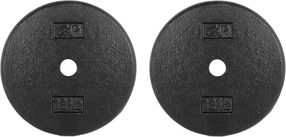 CAP Barbell Standard 1-Inch Cast Iron Weight Plates - Singles & Sets | 1.25-50 lbs | Multiple