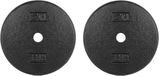 CAP Barbell Standard 1-Inch Cast Iron Weight Plates - Singles & Sets | 1.25-50 lbs | Multiple