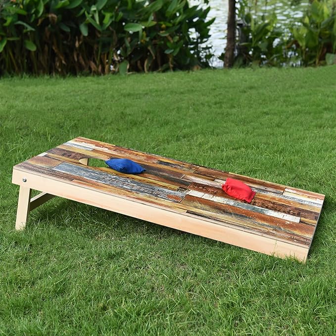 Solid Wood Vintage Cornhole Game Set, Two 4'x2'Cornhole Boards, 8 Cornhole Bags for Indoor and