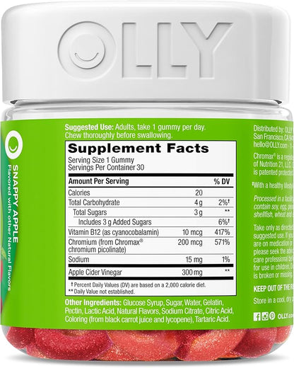 OLLY Metabolism Gummy Rings, Apple Cider Vinegar, Vitamin B12, Chromium, Energy and Digestive