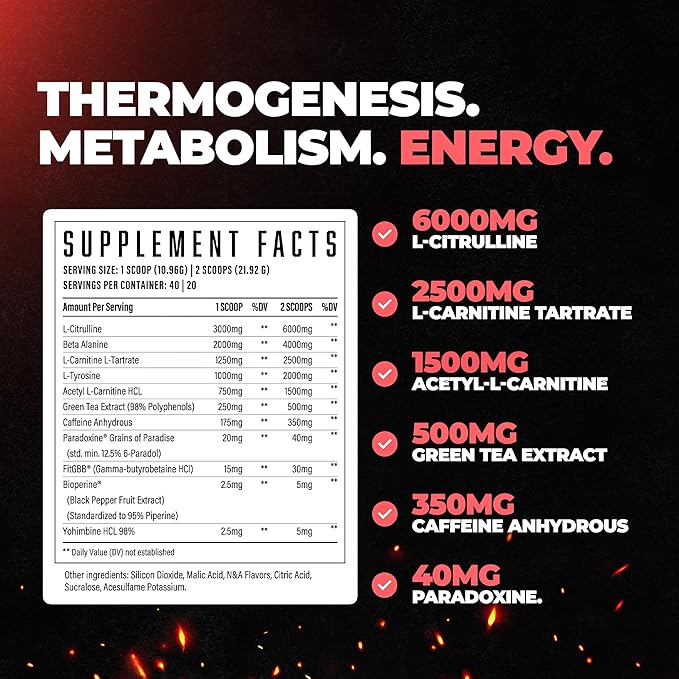 Wrecked Inferno - Thermogenic Pre Workout For Men & Women, Increase Energy, Boost Thermogenesis &