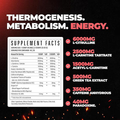 Wrecked Inferno - Thermogenic Pre Workout For Men & Women, Increase Energy, Boost Thermogenesis &