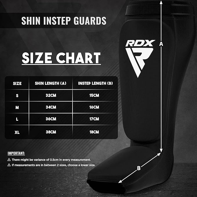 RDX Shin Guards Kickboxing Muay Thai, SATRA Approved, MMA Leg Instep Protection Pads, Sparring