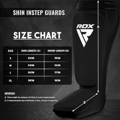 RDX Shin Guards Kickboxing Muay Thai, SATRA Approved, MMA Leg Instep Protection Pads, Sparring