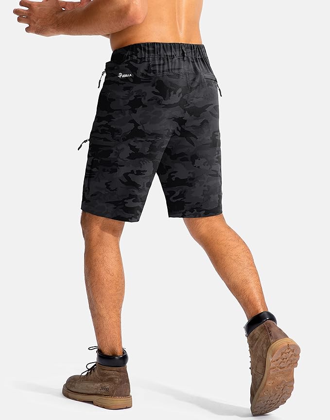 Pudolla Men's Hiking Cargo Shorts 9" Lightweight Outdoor Work Shorts for Men Travel Golf Camping