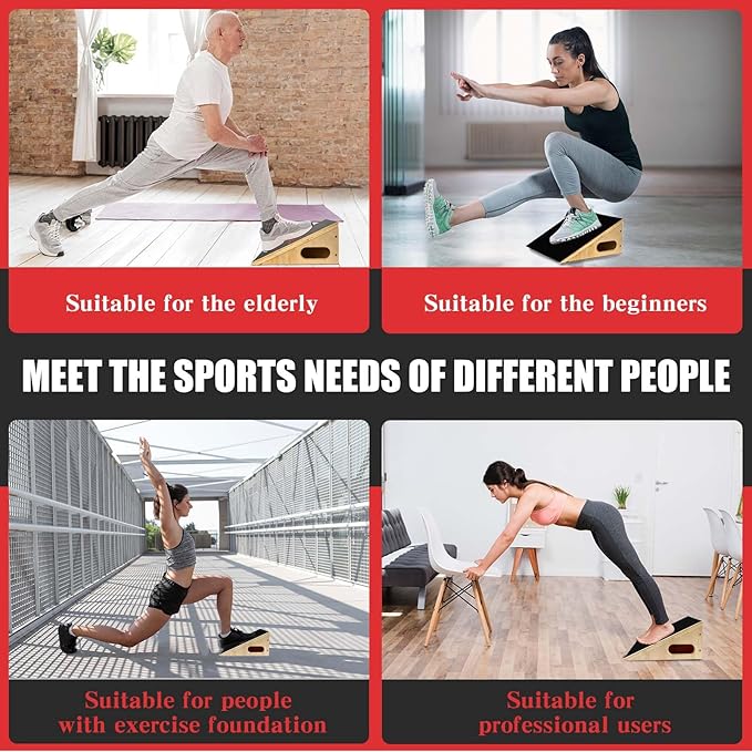 CAELUM Slant Board for Squats, Training Incline Board for Knees Over Toes, Wooden Non-Slip 25