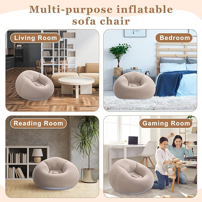Realspring 6 Pcs Bean Bag Chairs for Adults Inflatable Chairs with Electric Air Pump,Blow up Couch