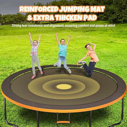 Trampoline 8FT 10FT 12FT 14FT 16FT, Outdoor Trampolines for Kids and Adults, Recreational