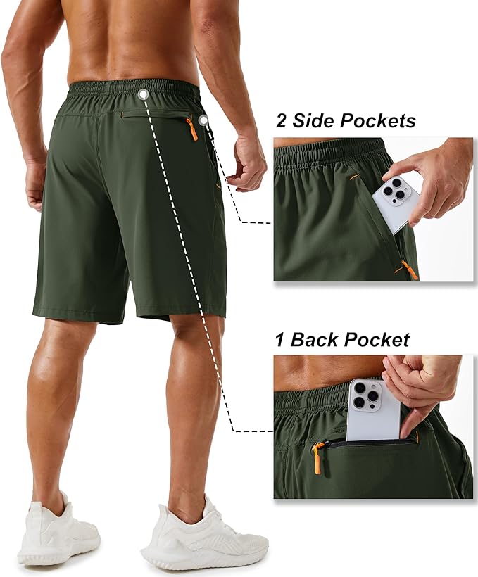 TACVASEN Men's Running Athletic Shorts 9" Quick Dry Workout Gym Shorts Lightweight Summer Shorts 3