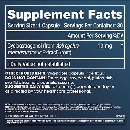 Cycloastragenol Supplement, 10 mg per Serving | Science-Backed to Support Telomere Length, DNA