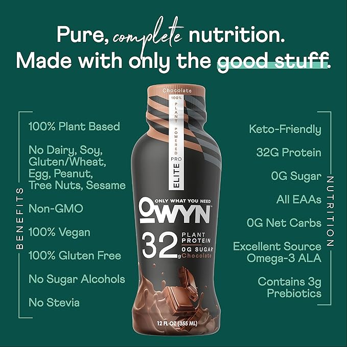 OWYN Only What You Need Pro Elite Vegan High Protein Keto Shake, 32g Protein, 9 Amino Acids