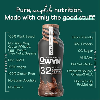 OWYN Only What You Need Pro Elite Vegan High Protein Keto Shake, 32g Protein, 9 Amino Acids