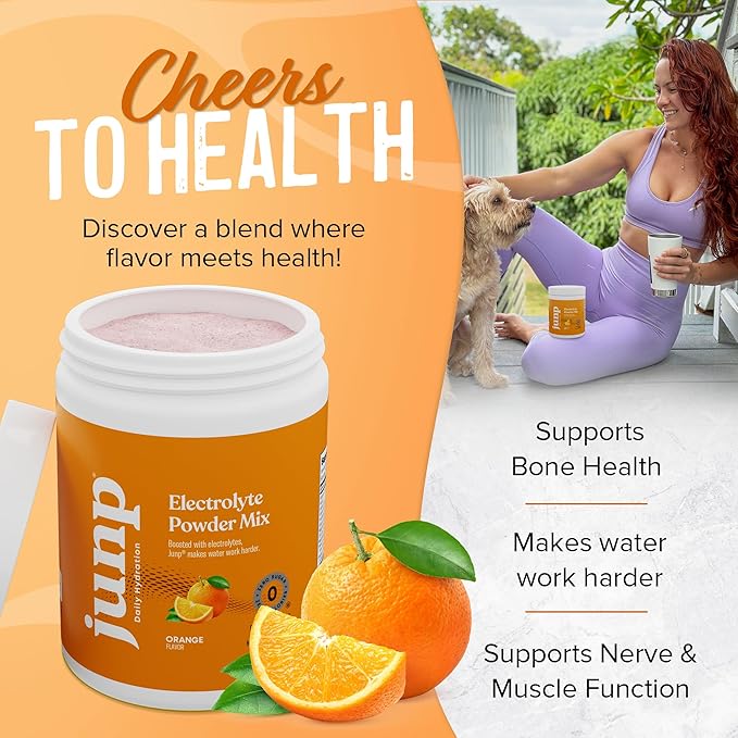 JUNP Electrolytes Powder No Sugar No Carbs, Sweet Tangy Citrus Orange Keto Electrolyte Drink Mix