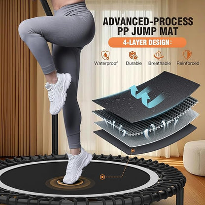ANCHEER 40" Foldable Mini Trampoline,Max Load 450lbs/550lbs Indoor Trampoline,with 4 Level