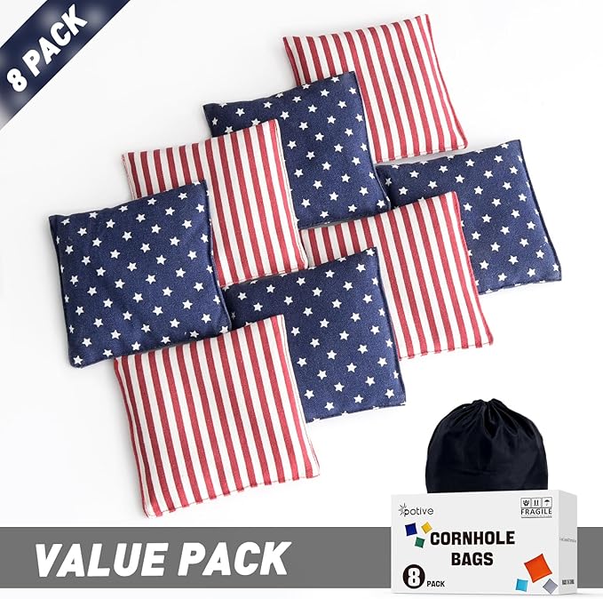 Cornhole Bags Set of 8 Regulation Corn Hole Bean Bags for Cornhole Game, Professional Weather