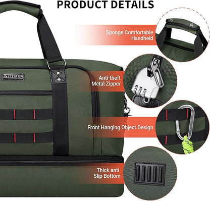 WITZMAN Travel Duffle Bags for Men Weekender Bags with Toiletry Bag Sets Carry On Overnight Bag 55L