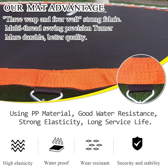 Trampoline Mat, Dia:80", Fits 8FT Round Frame, with 48 V-Rings and Spring Tool, Replacement Jumping