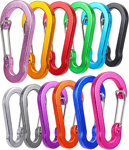 Multi-Pack Aluminum Carabiner Clips, 2" Ultra-Light Spring & Locking for Key,Hiking, Outdoor