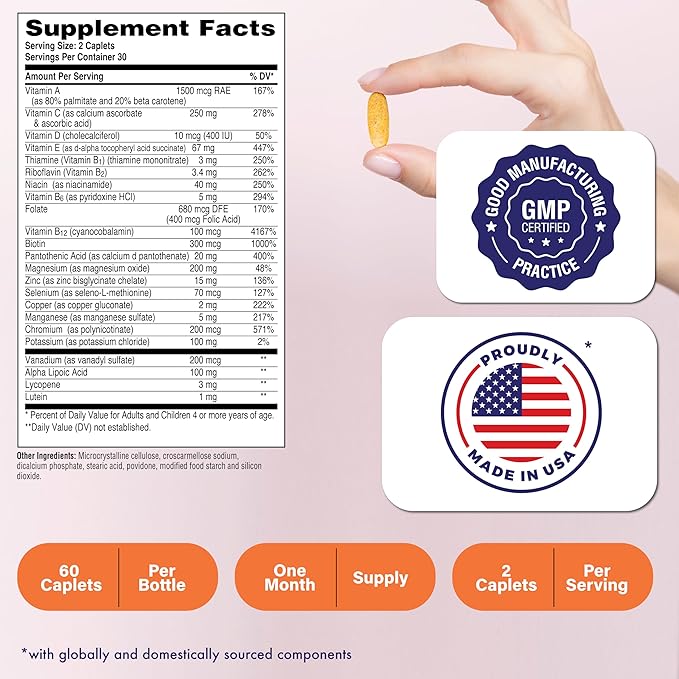Health Thru Nutrition Ultra-Betic Multivitamin 60 Count | Supports Nerve, Vision, Energy | with