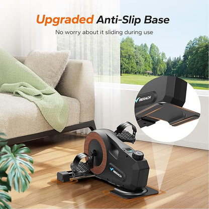 Under Desk Bike Pedal Exerciser, Quiet Magnetic Mini Exercise Bike with MERACH App for Arm, Leg