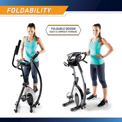 Marcy Foldable Upright Exercise Bike with Adjustable Resistance for Cardio Workout & Strength